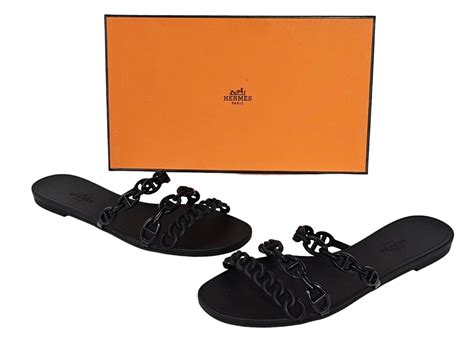 hermes rubber chaine d'ancre rivage sandals|Rivage Chaîne d'Ancre Insignia Slides .